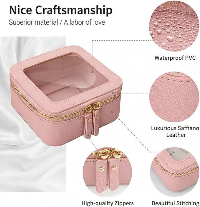Aveniee Mini Clear Makeup Bag, Small Cosmetic Bags Travel Toiletry Pouch Organizer, TSA Approved Make up Case with Zipper, Car Bag for Essentials,Dusty Pink - Image 5