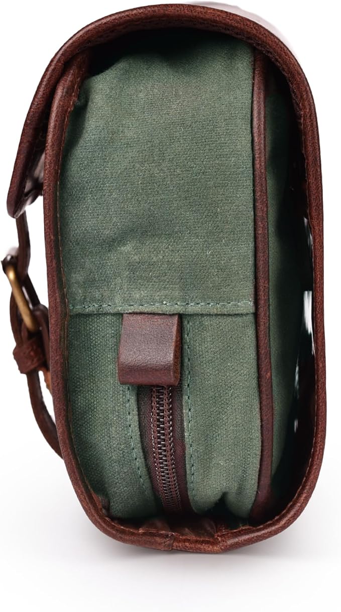 LEATHER VILLAGE Hanging Genuine Leather Toiletry Bag for Men & Women with Waterproof Lining – Handcrafted Vintage Travel Dopp Kit, Shaving Organizer & Shower Bathroom Essentials Case - Cherry - Image 8