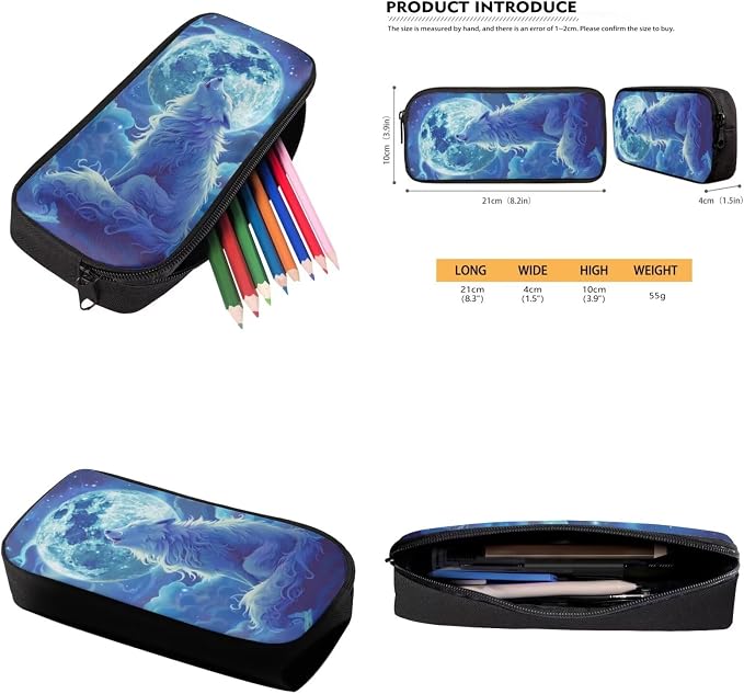 Wolf Backpack for Girls Boys Backpack with Lunch Box Water Bottle Bag and Big Pencil Case 4PCS Set Large Bookbag with Compartments for School 17 inch Lightweight Elementary School Bag for Kids - Image 6