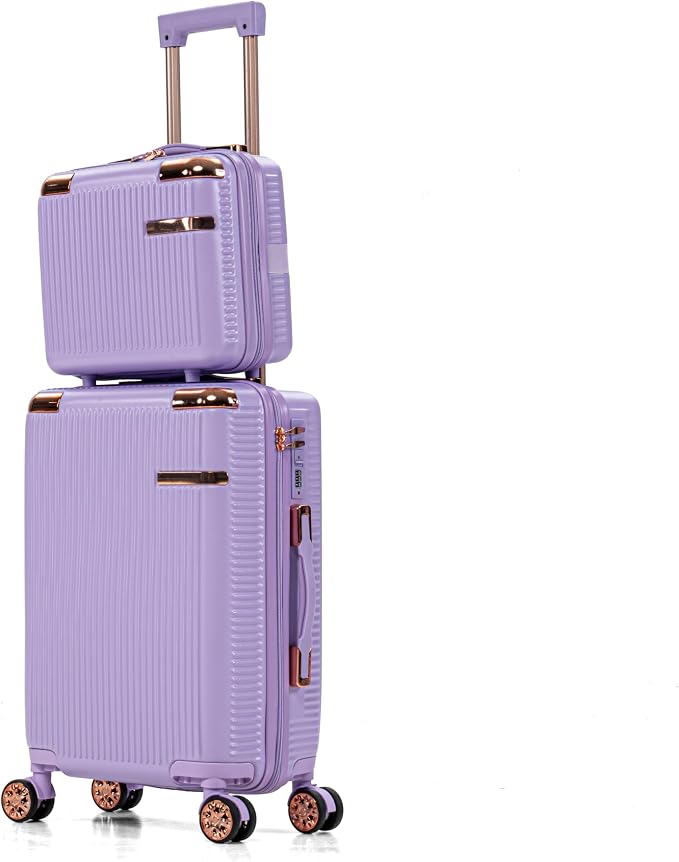 Merax Luggage Sets 4 Piece with Cosmetic Case TSA Lock, Hardside ABS Carry On Suitcase with YKK Zippers Lightweight Rolling Travel Luggage Sets with Spinner Wheels,14+20+24+28 IN,Purple - Image 6