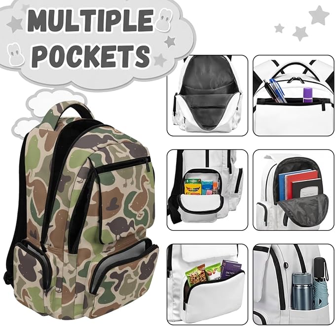 Duck Camo Kids School Backpack Set, 4 Piece 17 Inch Backpack with Lunch Bag, Pencil Case and Water Bottle Holder, Lightweight 600D School Bag for Elementary Middle School - Image 3