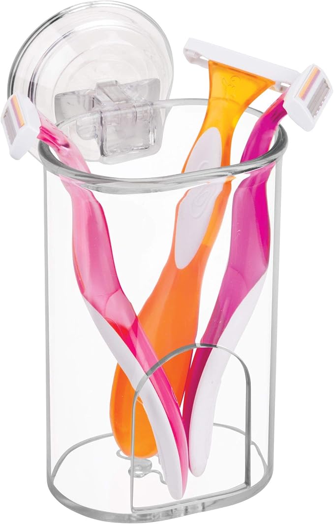 iDesign Plastic Suction Tumbler Cup, 3" x 3.5" x 4.5", Clear | Bathroom Organizer, Mirror or Shower Storage - Image 5