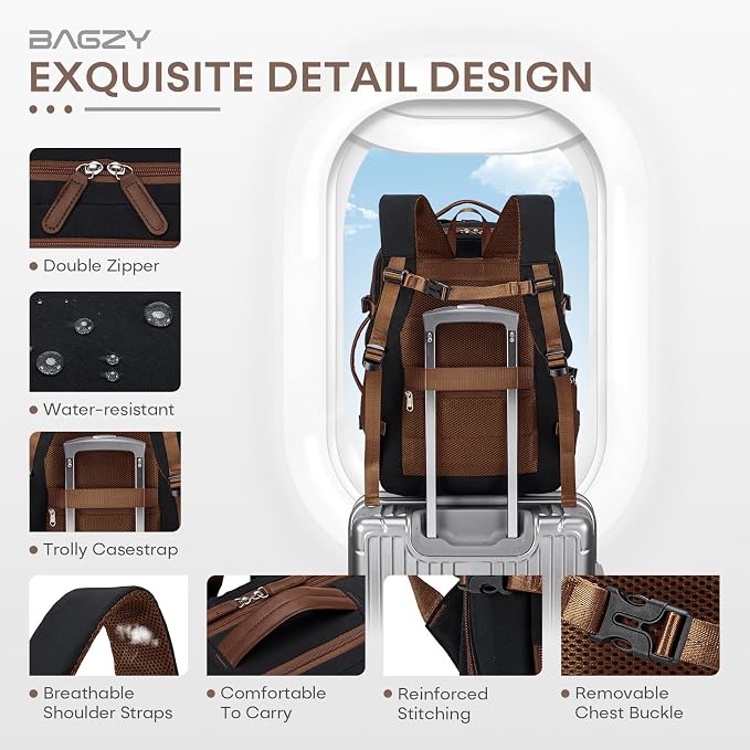 43x33x16cm Personal Item Bag Expandable 30L Travel Backpack 17x13x6 Inches Underseat Bag for Airlines Lightweight Carry on Luggage Water Resistant Flight Approved for College, Weekender Grey - Image 6