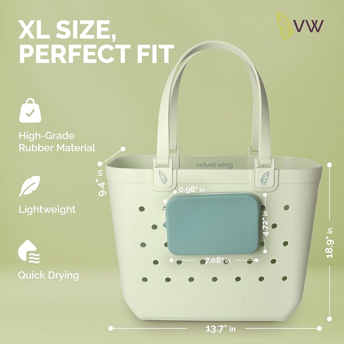 Large Rubber Beach Tote Bag - Waterproof Bag With Sand Proof Pouch For Beach, Travel, Pool (13.7" x 9.4" x 18.9") - Image 5