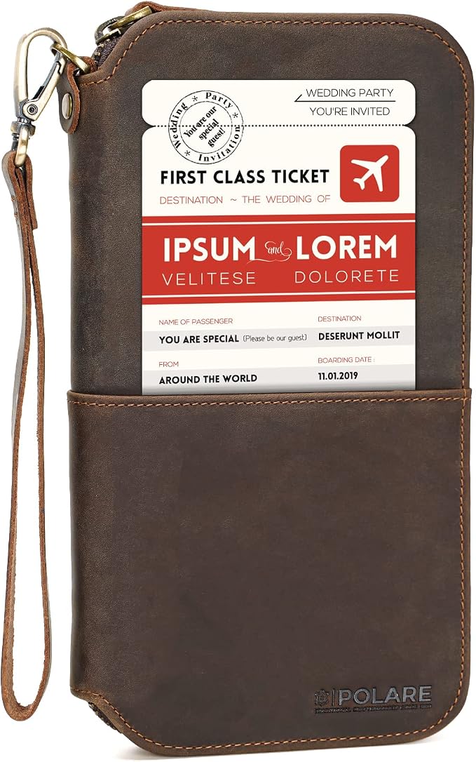 Polare Full Grain Leather Family Passport Holder Travel Wallet and Documents Organizer RFID Blocking Case Fits 6 Passports - Image 2