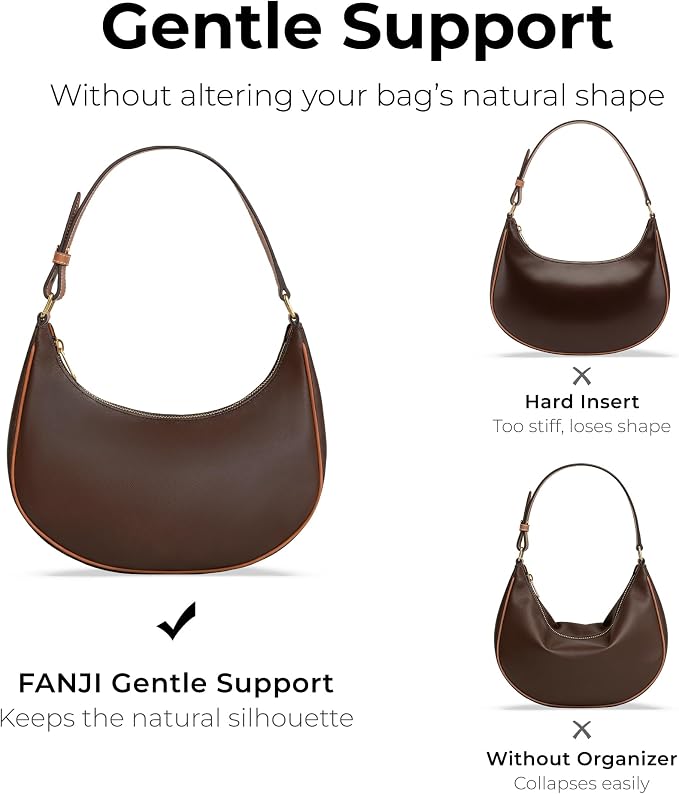 Purse Organizer Insert for Moon-Shaped Handbags (Medium) — Compatible with CELINE Ava Medium | Lightweight Slim Curved Bottom Liner ——Size 14 (8.7" L x 3.9" H x 1.4" D) - Image 8