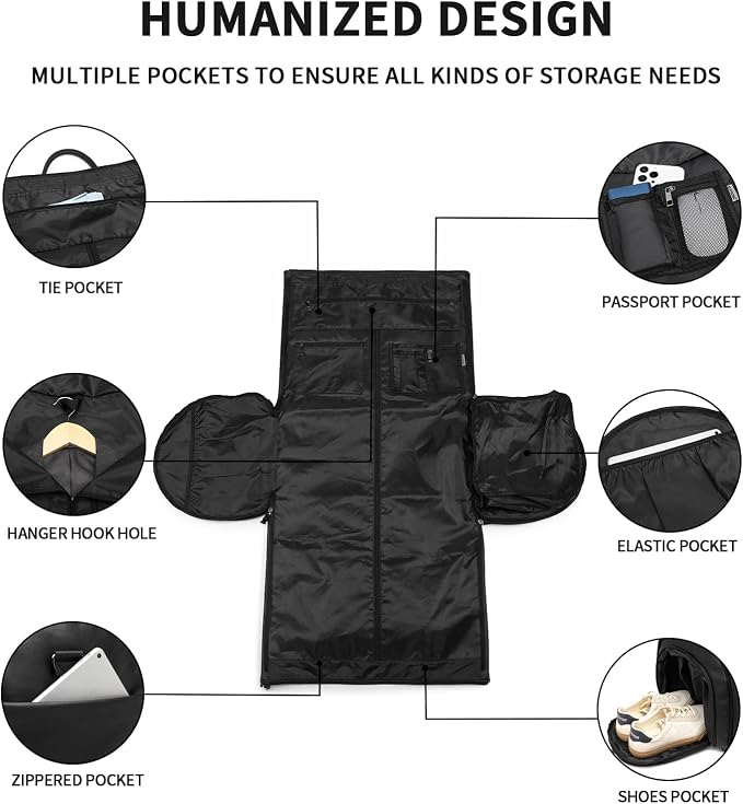 seyfocnia Convertible Travel Garment Bag,Carry on Garment Duffel Bag for Men Women - 2 in 1 Hanging Suitcase Suit Business Travel Bag - Image 3