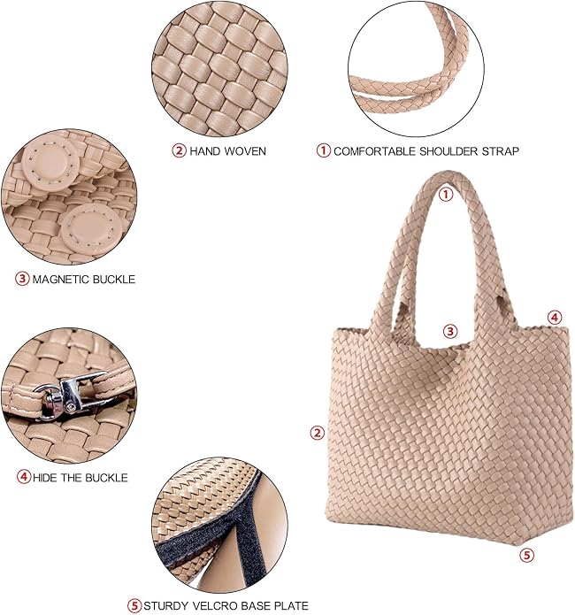 JINMANXUE Fashion Woven Bag Shopper Bag Travel Handbags and Purses Women Tote Bag Large Capacity Shoulder Bags - Image 6