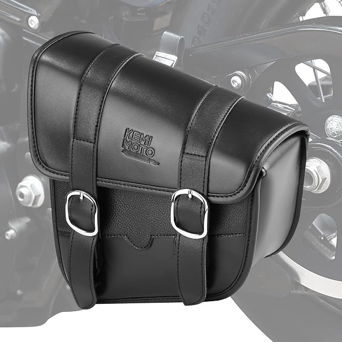 KEMIMOTO Motorcycle Swingarm Bag, Left Side Solo Bags Swing Arm Bags with Synthetic Leather for Softail Models Dyna Low Rider Fat Bob - Image 8