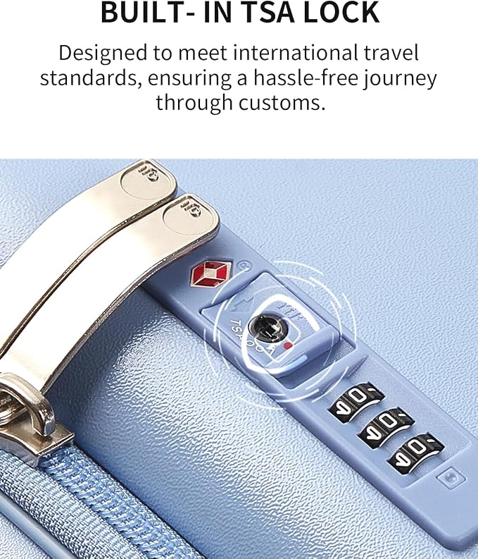 Expandable Top Open Carry On Luggage 22x14x9 Airline Approved, 20 Inch Hard Shell Carry On Suitcase with Spinner Wheels,Travel Small Luggage for Women Men,Blueberry Blue - Image 8
