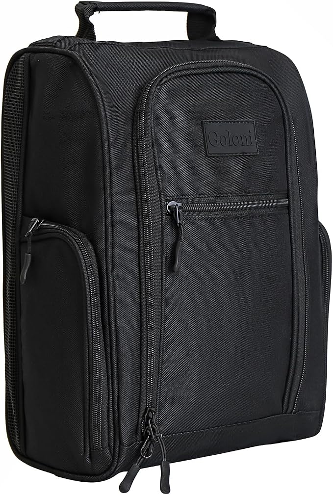 Goloni Golf Shoe Bag for Men Women, Ventilated Golf Shoe Bag with Side Pockets, Lightweight Portable Golf Shoe Carrier for Golf Shoes, Tees, Balls & Accessories,Black by GoloniYourStyleYourRule