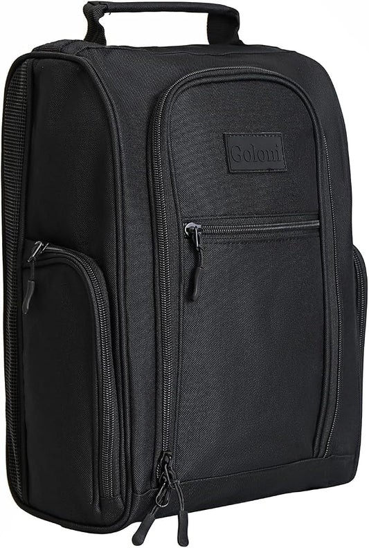 Goloni Golf Shoe Bag for Men Women, Ventilated Golf Shoe Bag with Side Pockets, Lightweight Portable Golf Shoe Carrier for Golf Shoes, Tees, Balls & Accessories,Black by GoloniYourStyleYourRule