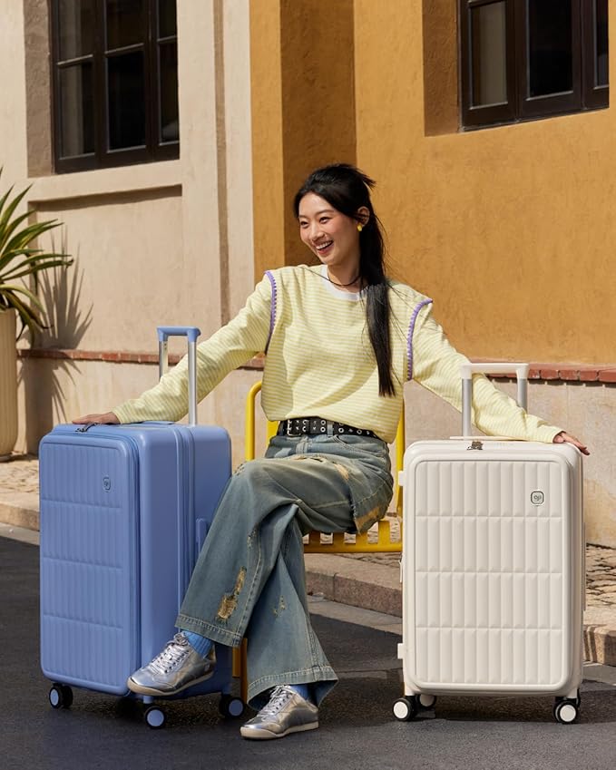 Expandable Top Open Luggage Sets 2 Piece with Spinner Wheel, 20/28 Inch Luggage with TSA Lock, Lightweight PC Hardside Travel Luggage Suitcases for Men Women, Coconut White - Image 2