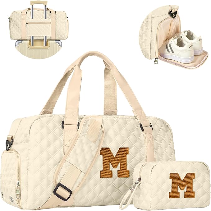 Personalized Travel Duffle Bag: Weekender Dance Cheer bag Sports with Shoe Compartment, Airline Approved Carry on Bags, Personal Item Friendly, Birthday Gifts for Women, Mom Gift, Girls Teens gift by Elilier