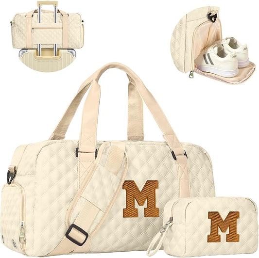 Personalized Travel Duffle Bag: Weekender Dance Cheer bag Sports with Shoe Compartment, Airline Approved Carry on Bags, Personal Item Friendly, Birthday Gifts for Women, Mom Gift, Girls Teens gift by Elilier