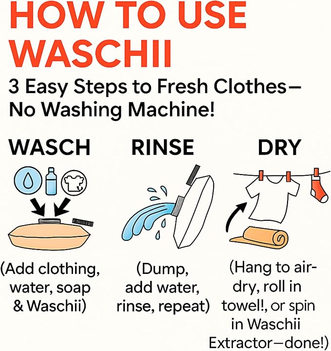 Waschii Pocket-Sized Travel Clothes Washer for Camping, Hostels & Vanlife – Compact, Leakproof, Eco-Friendly – No Power or Sink Needed - Image 4