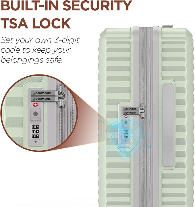 SHOWKOO Luggage Sets 3 Piece Hardside Expandable Suitcase with Double Spinner Wheels Tsa Lock Cyan (20in/24in/28in) - Image 7