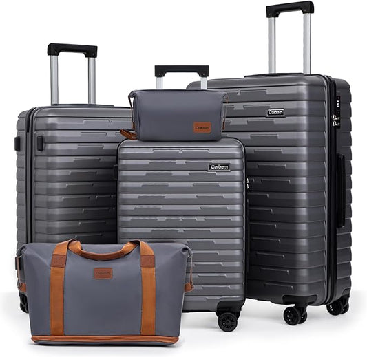 Cosbarn Luggage Sets 5 Piece Suitcases with Wheels, Suitcase Set ABS Hard Case Luggage with Lock Spinner Wheels Durable Travel Luggage by Cosbarn