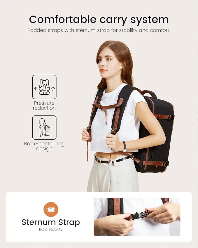 LOVEVOOK Travel Backpack for Women, 40L Carry On Backpack Flight Approved, Large Personal Item Bag Fits 17 inch Laptop, TSA Approved Luggage with 3 Packing Cubes,Waterproof Weekender Gym Essentials - Image 5