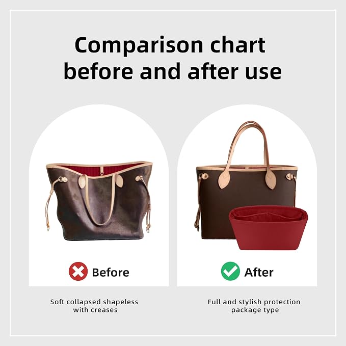 DGAZ Purse Organizer Insert Fits Neverfullbag BB/PM/MM/GM，Silk Bag Organizer，Luxury Handbag & Tote Shaper(Wine Red,BB) - Image 4