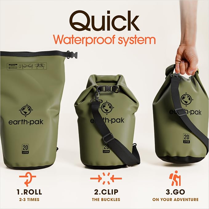 Earth Pak Waterproof Dry Bag - Roll Top Waterproof Backpack Sack Keeps Gear Dry for Kayak with Waterproof Phone Case - Image 5
