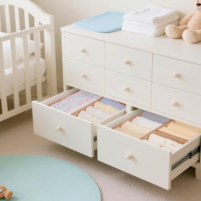 Criusia Drawer Organizer Clothes, 21 Pack Dresser Organizer for Baby Clothes, Underwear, Sock - Foldable Closet Organization and Storage Dividers Bins for Nursery, Bedroom (Brown) - Image 4