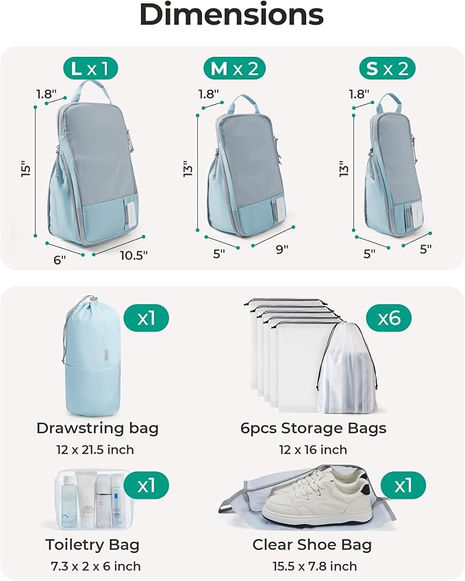 BAGSMART 6 Set /4 Set/2 Set Compression Packing Cubes for Travel, Lightweight Luggage Organizer Bags, Durable Space Saver Bags Travel Essentials - Image 3