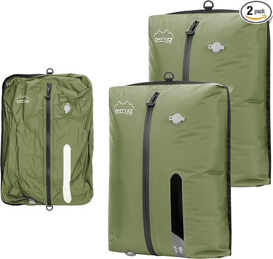 ONTYZZ Vacuum Bags for Travel, IPX8 Waterproof Vacuum Bags, Space Saver for Luggage/Camping/Home Storage (2 Pack NO Pump-Green) by OTNYZZ