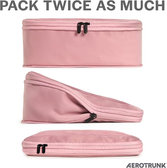 Aerotrunk Compression Packing Cubes for Travel - Luggage Organizer Bags - Double Zipper Packing Cubes for Suitcases (6-Pack, Rose) - Image 2
