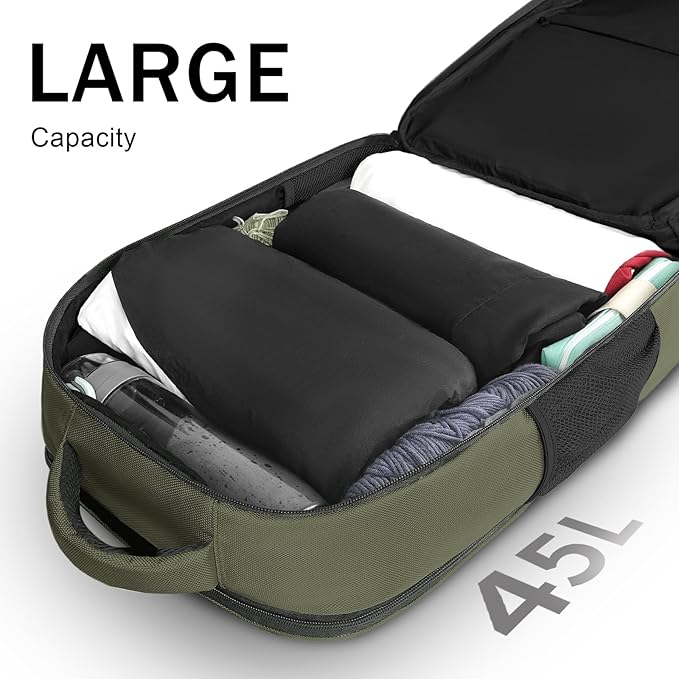 MATEIN Green Travel Backpack 45L, Luggage Backpack for Travel Carry On | Flight Approved, Large Capacity, 18 Inch Backpack Suitcase, Overnight Weekend Travel Bag, Laptop Compartment, Lots of Pockets - Image 2