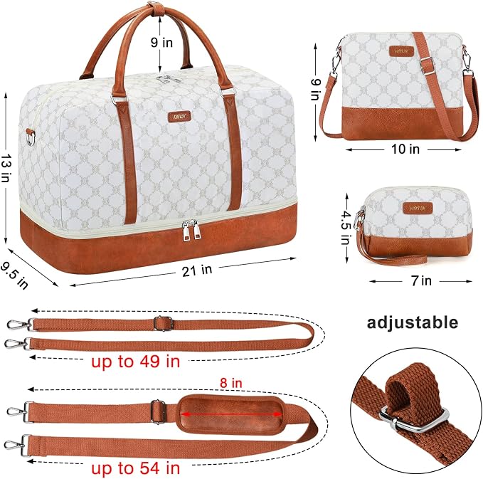 IBFUN Weekender Bags for Women, 21" Weekender Travel Bag, Travel Duffle Bag with Shoe Compartment Carry on Overnight Duffel Bag for Weekend Travel Business Trip, 3PCS - Image 6