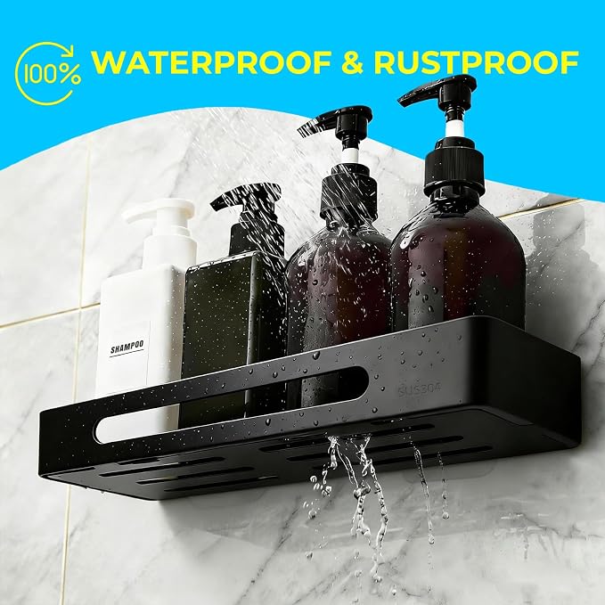 Shower Caddy Adhesive, 3 Pack Rustproof 304 Stainless Steel Bath Organizers, No-Drill Shower Shelves Soap Holder for Bathroom Storage, Black - Image 4