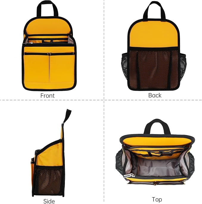 Mini Premium Rugged Backpack Purse Organizer Insert for Women Fashion Small Backpack-19 Pockets,Padded Water-repellent Nylon-Yellow - Image 9