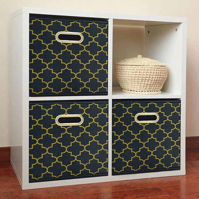 Fabric Cloth Storage Bins,Fabric Cube Organizer with Dual Handles Foldable Cube Storage Baskets for Home Bedroom Storage,Set of 3,(Grey Gold) - Image 5