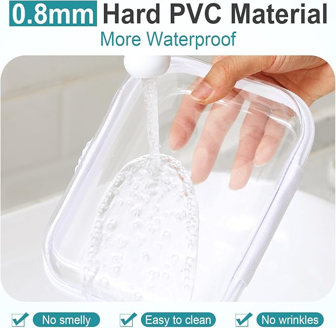 Sanwuta 6 Pcs Clear Hard Zipper Case Plastic Zipper Pouches Transparent Makeup Bag Pencil Case Pouches Toiletry Diaper Bag for Travel Toy Storage Organizer Bins(White,7.09 x 5.12 x 2 Inch) - Image 4