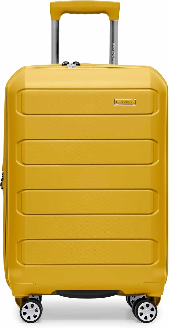 Traveler's Choice Pagosa Hardshell Expandable Luggage with Spinner Wheels, Yellow, 22-Inch Carry-on - Image 2