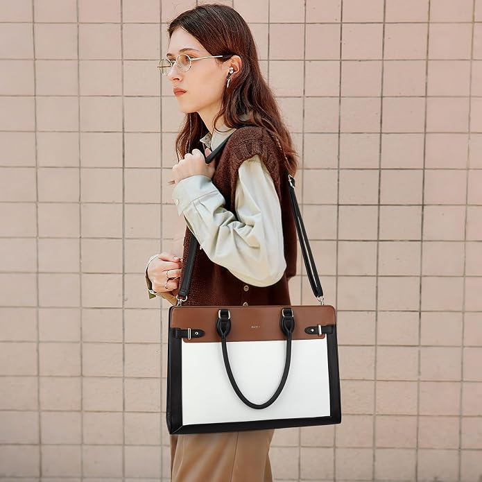 Keyli 3pc Sets Laptop Tote Bag for Women 15.6 Inch Work Bags Business Computer Briefcase Leather Messenger Shoulder Purses - Image 3