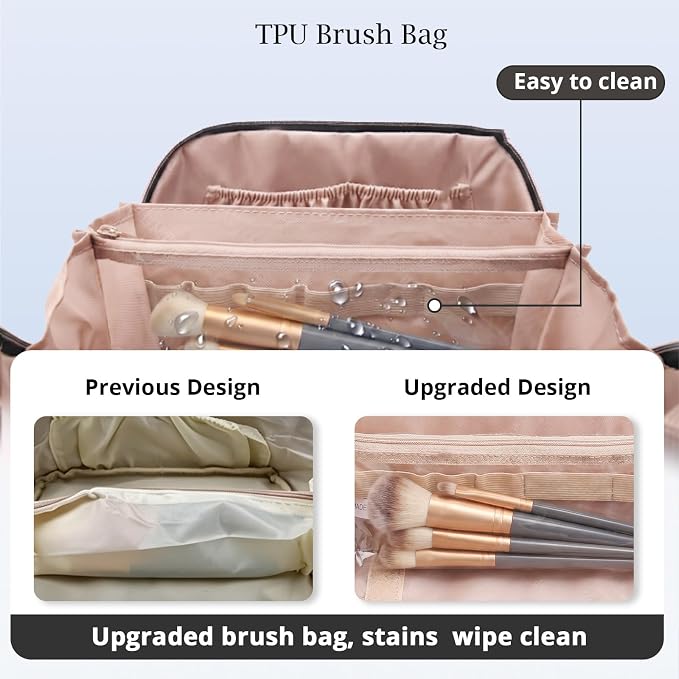 Personalized Gift Travel Makeup Bag: Initial Makeup Organizer Bag for Women | 3-in-1 Custom Make up Bag Set - Vegan Leather Travel Cosmetic Bag - Luxury Gift for Women – Birthday, Anniversary, Graduation - Image 4