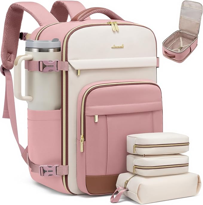 LOVEVOOK Travel Backpack for Women & Men - 17.3 Inch Carry On Backpack & Personal Item Backpack for Airlines, Spacious and Durable Design, with 3 Packing Cubes by LOVEVOOK