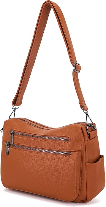 YZAOLL Large Crossbody Shoulder Bag for Women Vegan Leather Tote with Adjustable Wide Strap Work Purse with 10 Pockets