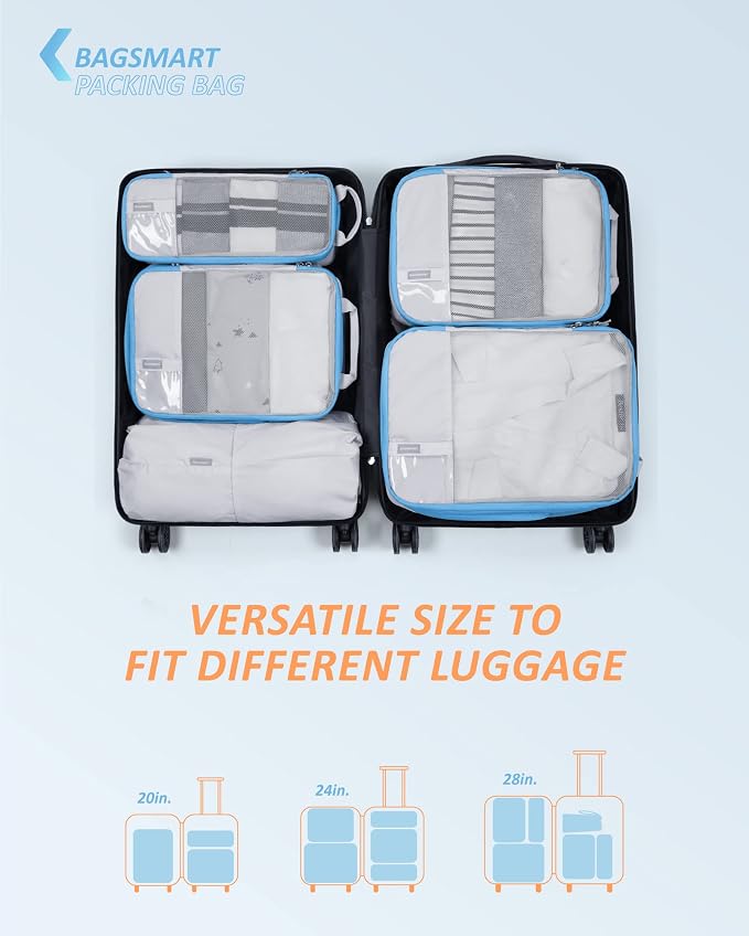 BAGSMART 6 Set /4 Set/2 Set Compression Packing Cubes for Travel, Lightweight Luggage Organizer Bags, Durable Space Saver Bags Travel Essentials - Image 3