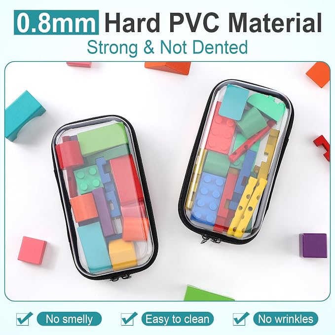 Sanwuta 6 Pcs Clear Hard Zipper Case Plastic Zipper Pouches Transparent Makeup Bag Pencil Case Pouches Toiletry Diaper Bag for Travel Toy Storage Organizer Bins(Black,7.48 x 3.94 x 2 Inch) - Image 3