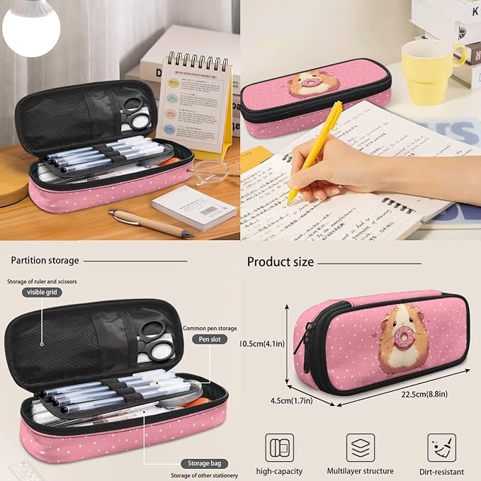 Donut Guinea Pigs Backpacks for Girls Kids Preschool Elementary Backpacks with Reusable Lunch Bag Pencil Case Pouch Water Bottle Carrier Bag 4 Pack Set Pink - Image 5