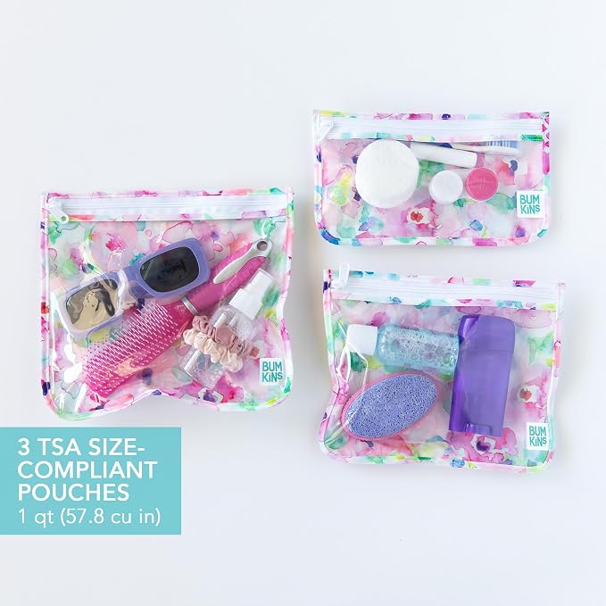 Bumkins - Waterproof Wet Bag & Clear Travel Bags - For Beach, Baby, Travel, Swim Suit, Cloth Diapers, Pump Parts, Pool, Gym, Toiletries - Reusable & Easy to Clean - Watercolor - 4 Pack - Image 5