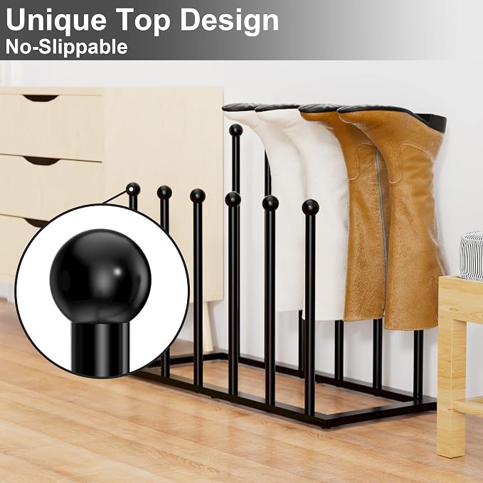 pickpiff Free Standing Shoe Racks - Black Metal Boot Rack for Dorm Room, Closet, Entryway, Bedroom, Patio Outdoor, Hallway, Black, Shoe Storage Fit for 6 Pairs - Image 3
