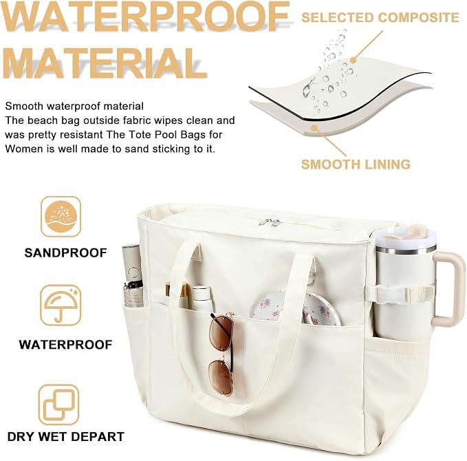 Bluboon Waterproof Beach Tote Pool Bags for Women Ladies Extra Large Carry On Bag With Wet Compartment for Weekender Travel - Image 3