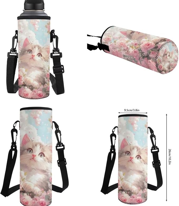 Custom Cat Backpack Lunchbox Set for Girls Personalized Pink Flower Kids Bookbags for 2nd Grade Elementary School Back Pack 4 in 1 Middle Book Bags Lunch Bag Pencil Case Water Bottle Carrier - Image 7