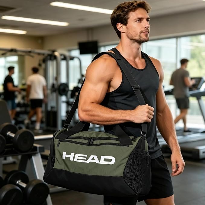 HEAD 45L Gym Duffel Bag with Separate Shoe Compartment & Wet Pocket for Men | Waterproof, Large Openning, with side pocket&inner large zipper pocekt, for Sport, Workout, Fitness, Swimming, Travel - Image 3