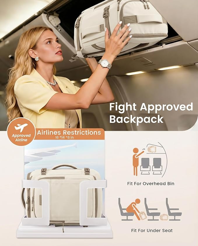 LOVEVOOK Travel Backpack for Women & Men, 40L TSA Approved Carry On Backpack with 3 Packing Cubes, Waterproof Weekender Overnight Bag for 2-4 Day Trips, Business & Travel Essentials, Khaki-Beige - Image 6