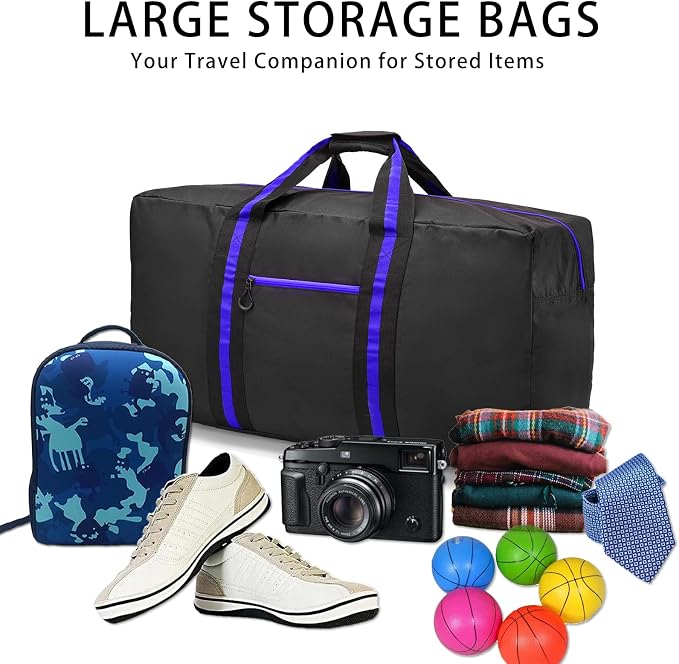 100L Large Duffle Bag for Travel 31.1” Diffle Bag - Overnight Weekender Camping, Storage for Men Women, Blue - Image 8